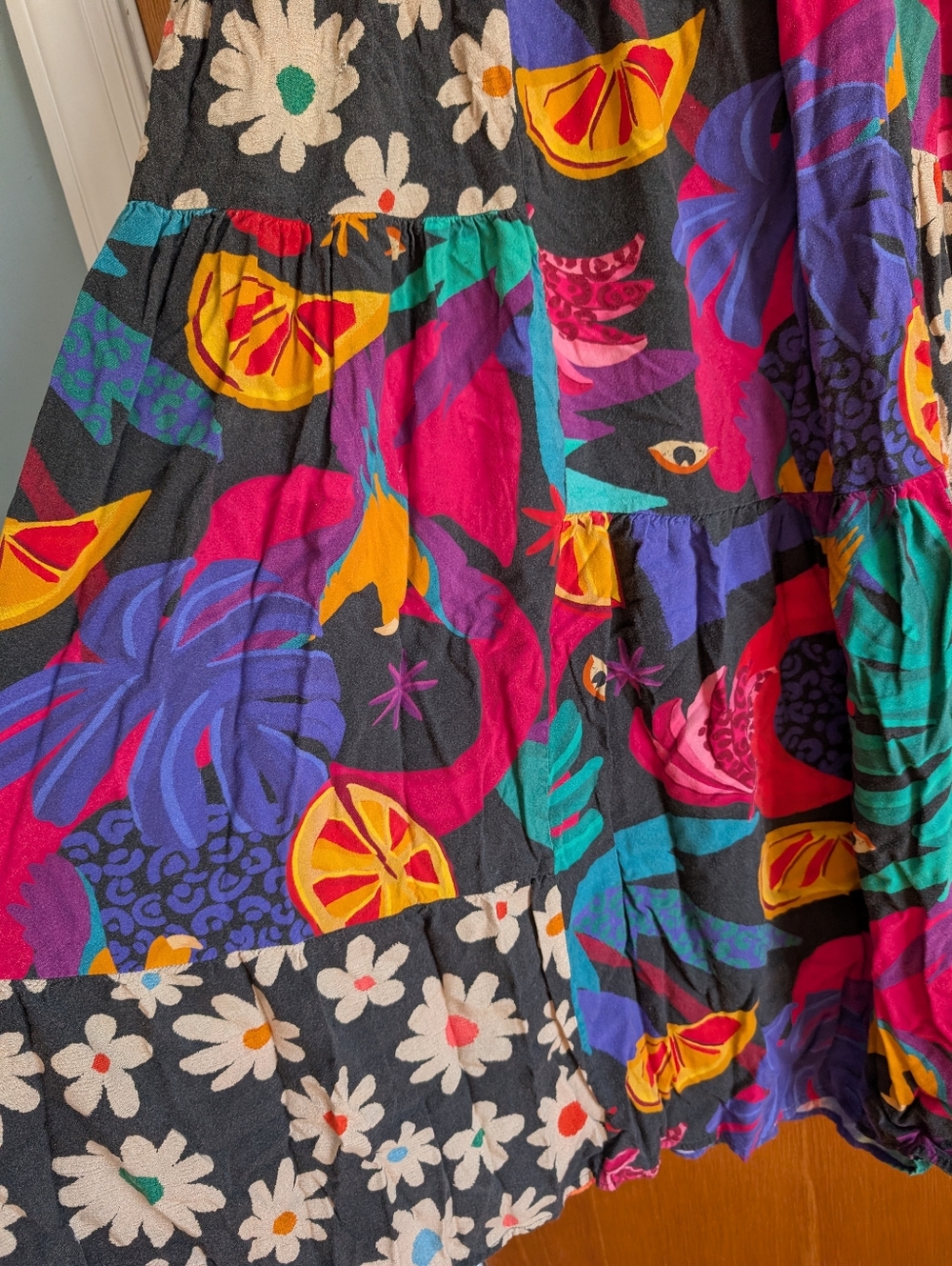 FARM Rio Multicolor Floral & Fruit Smock Boho Maxi Dress - Picture 5 of 7